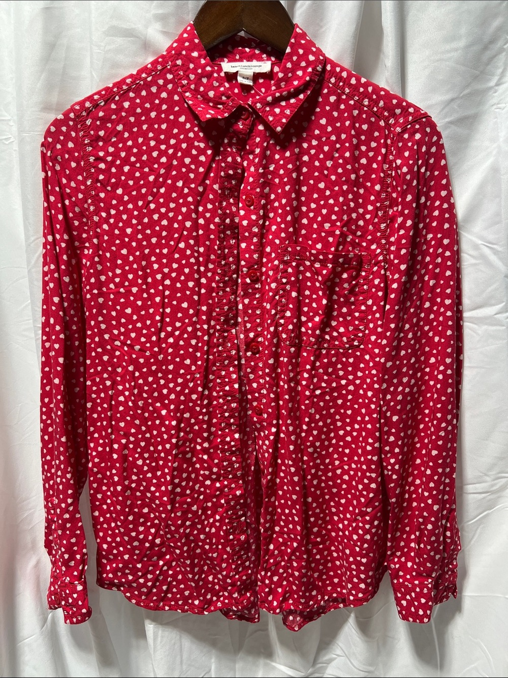 beachlunchlounge Red Heart-Print Button-Down Shirt